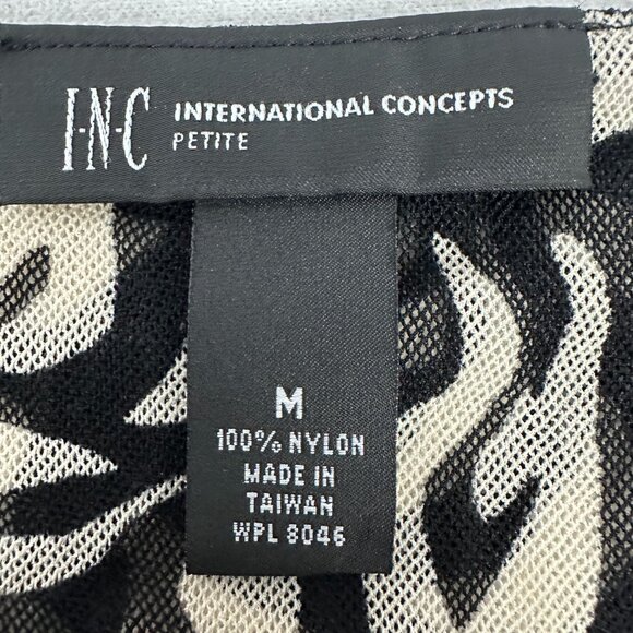 INC International Concepts Womens Sleeveless Top M Petite Black Ivory Leaf Print - Picture 5 of 10